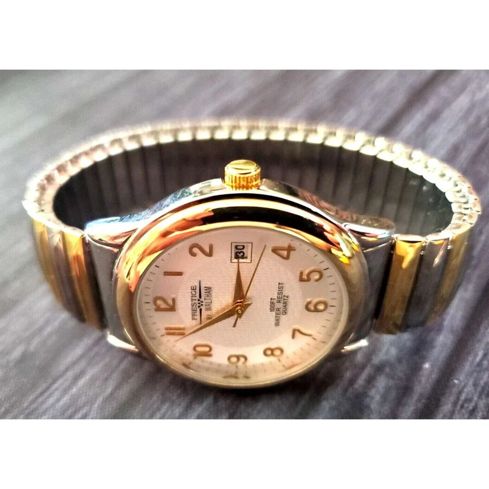RARE‎ Pristine Vintage WALTHAM Prestige 1980's Quartz Datejust Retro Men's Watch